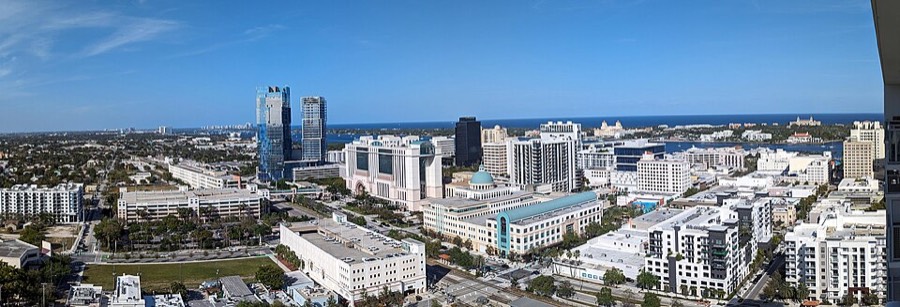 West Palm Beach skyline with the Intracoastal and Palm Beach island beyond
